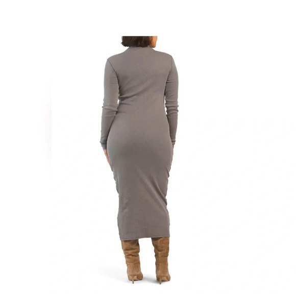 Zara Ribbed Maxi Dress Grey Medium M New with Tags - Picture 2 of 3